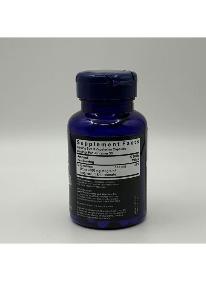 Life Extension Neuro-Mag Magnesium L-Threonate, Memory Health, Quick Thinking, Cognitive Health Support, Vegetarian, Non-GMO, 90 Vegetarian Capsules - Image 2